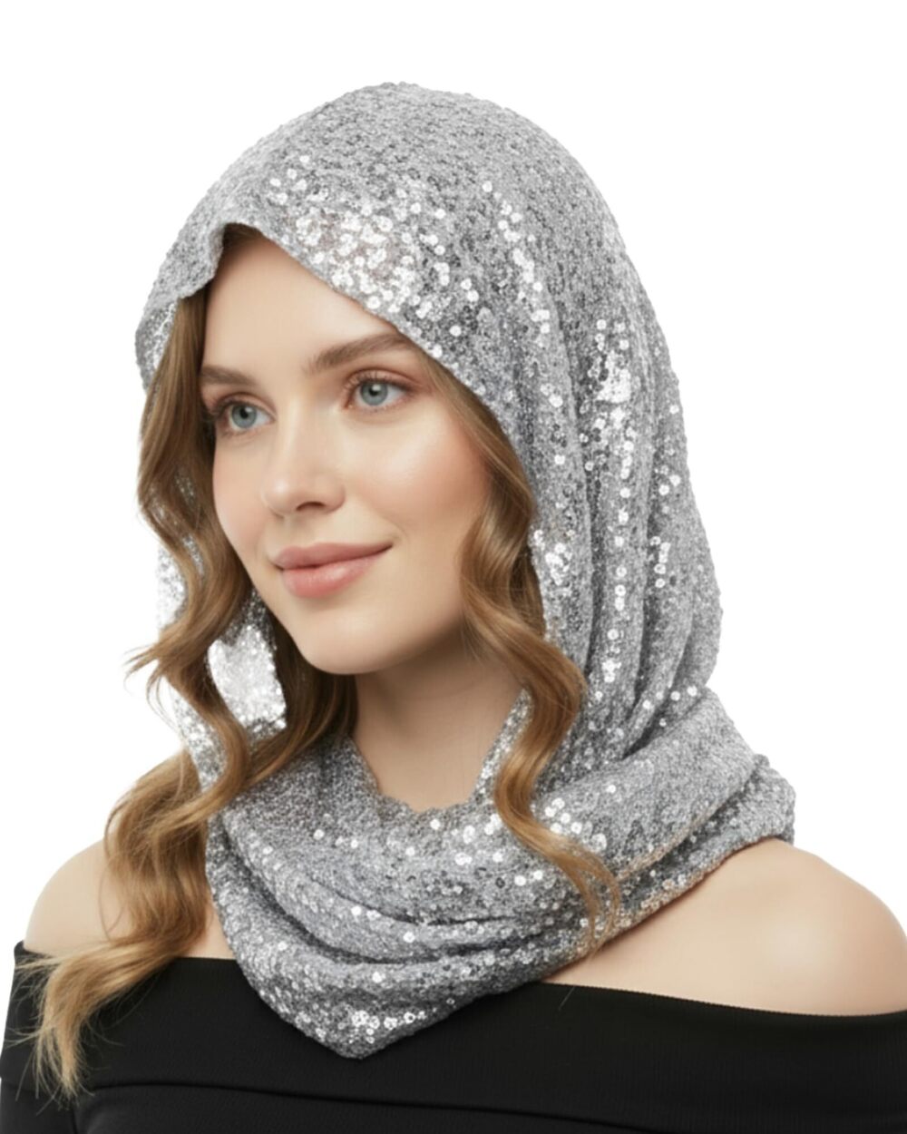 2795 Sequin Rave Hood Rave Scarf Outfit Accessories Glitter Hooded Head